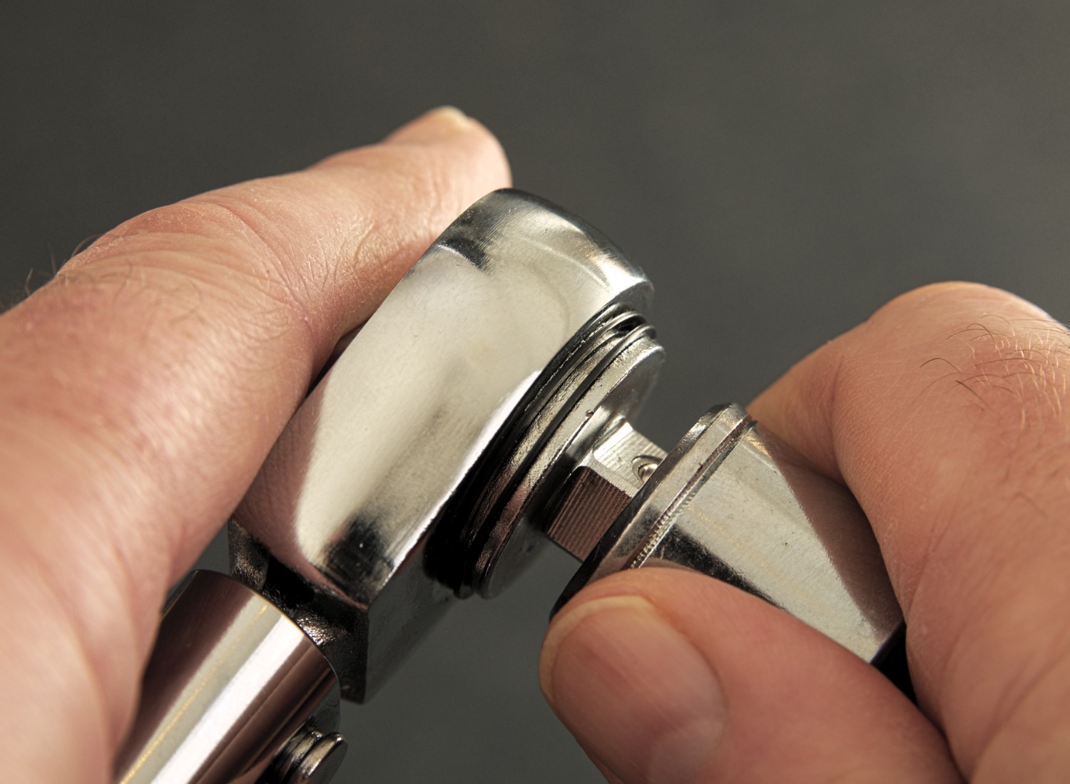 Man using a torque wrench